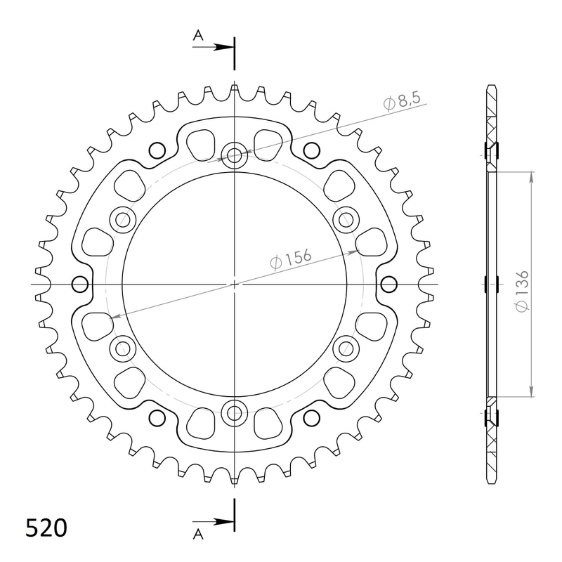 Rear sprocket SUPERSPROX STEALTH auriu 46T, 520
