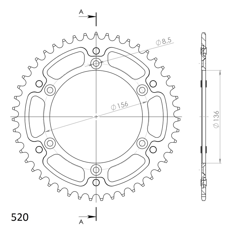 Rear sprocket SUPERSPROX STEALTH auriu 47T, 520