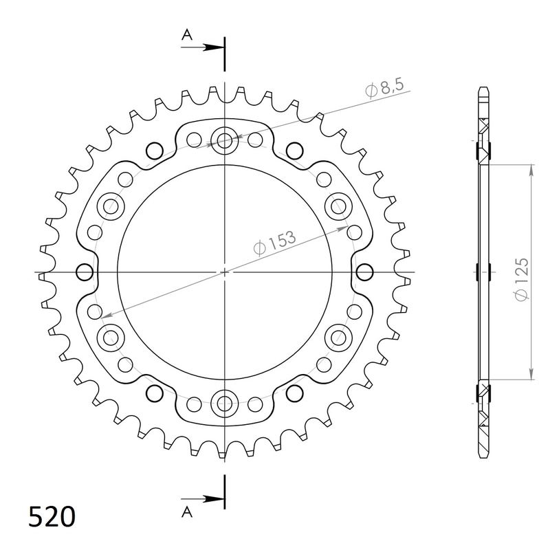 Rear sprocket SUPERSPROX STEALTH Negru 40T, 520