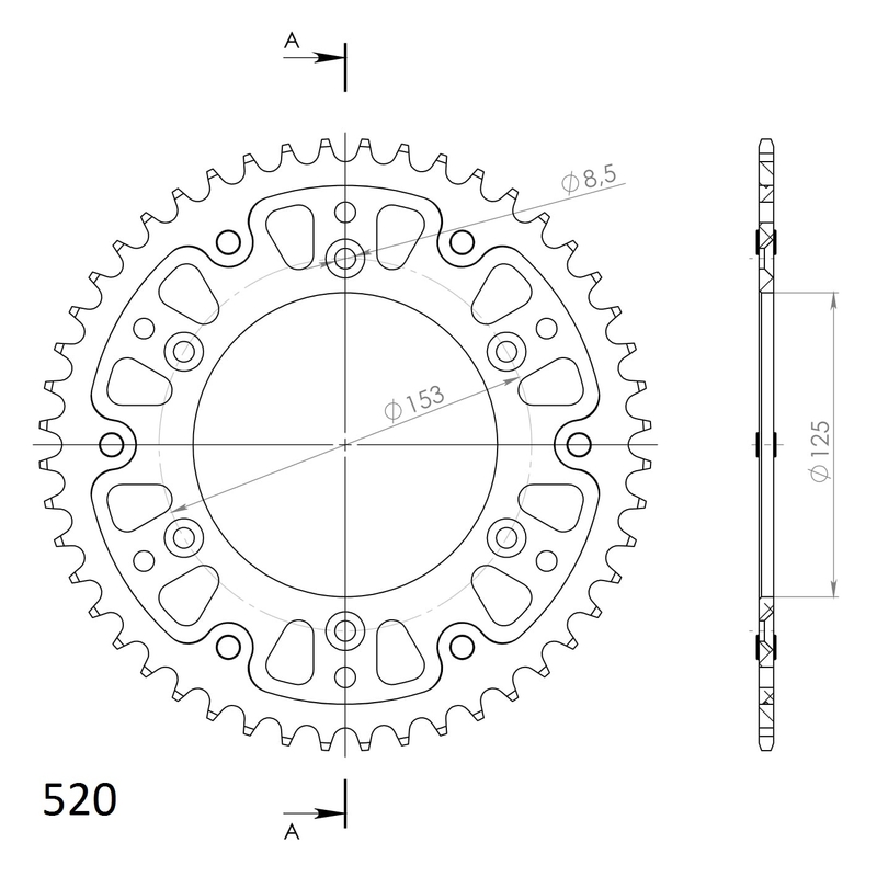 Rear sprocket SUPERSPROX STEALTH Rosu 48T, 520