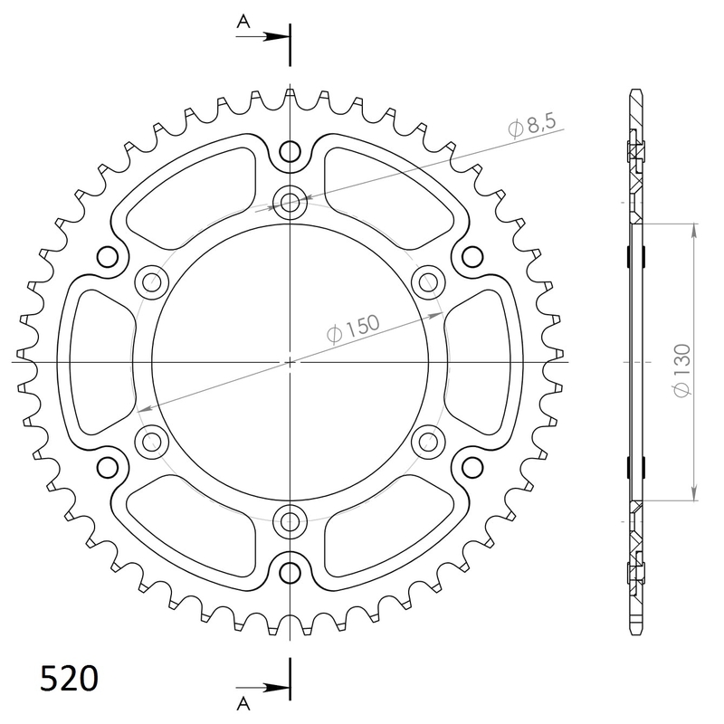 Rear sprocket SUPERSPROX STEALTH Albastru 48T, 520