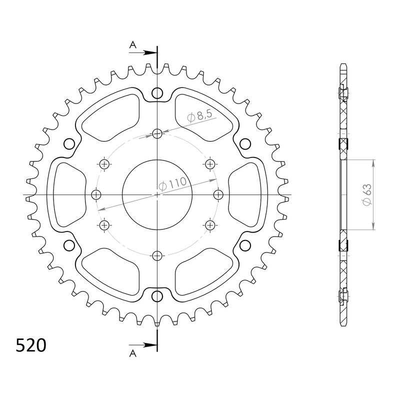Rear sprocket SUPERSPROX STEALTH portocaliu 45T, 520