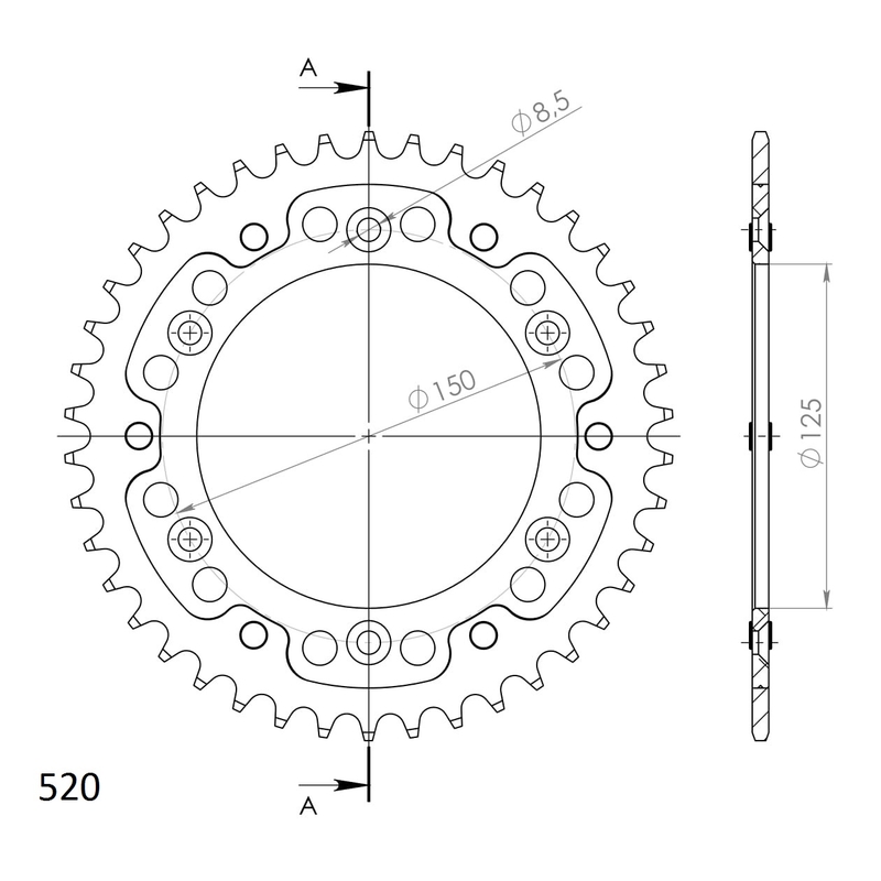 Rear sprocket SUPERSPROX STEALTH auriu 42T, 520