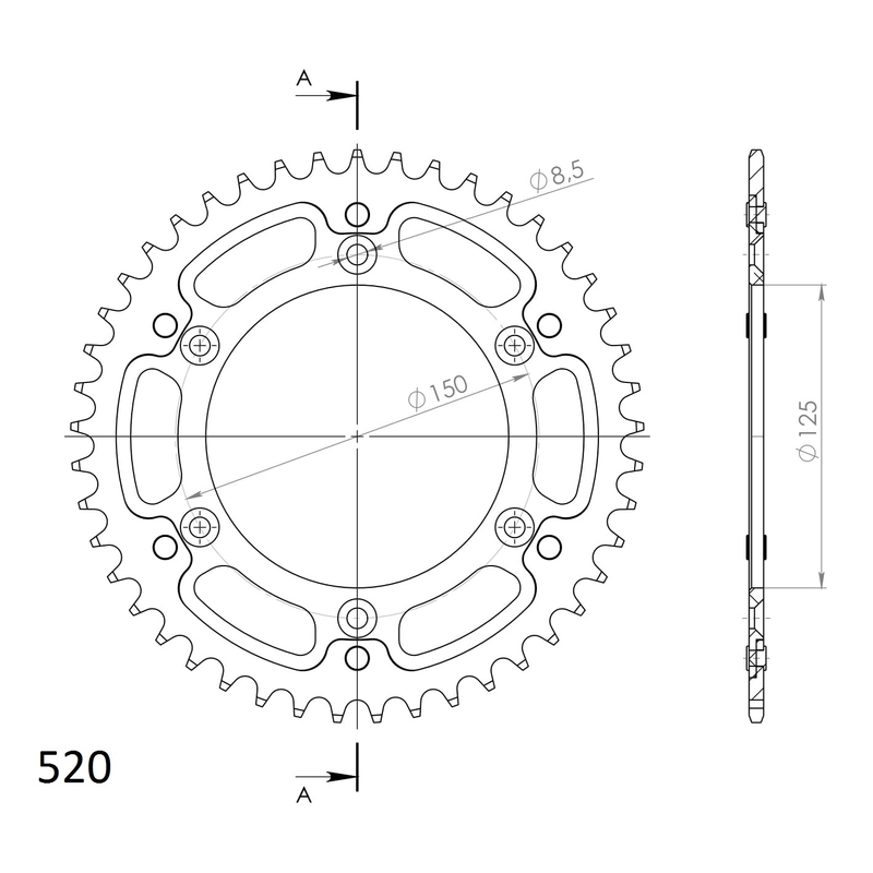 Rear sprocket SUPERSPROX STEALTH auriu 45T, 520