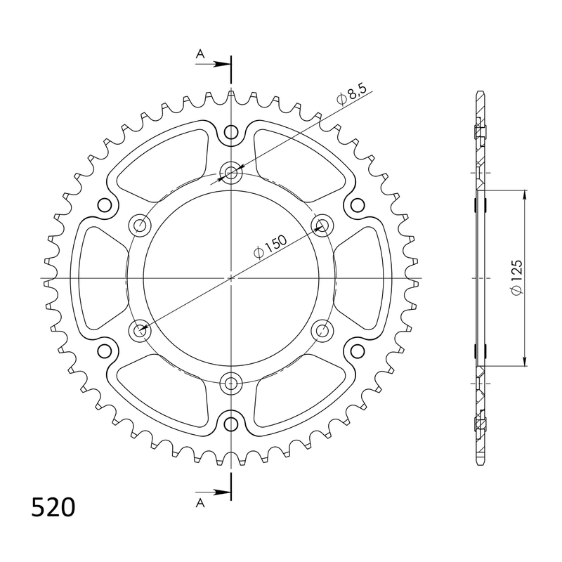 Rear sprocket SUPERSPROX STEALTH Albastru 50T, 520
