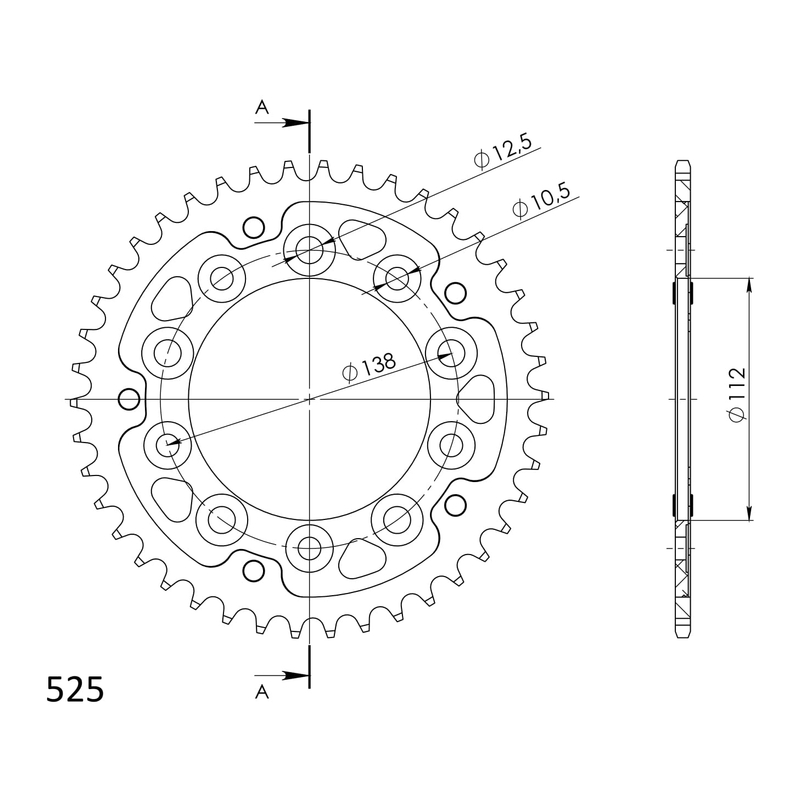 Rear sprocket SUPERSPROX STEALTH auriu 42T, 525