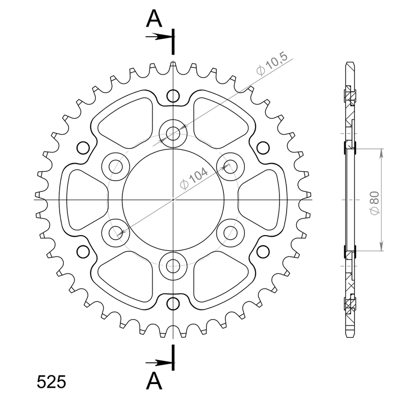 Rear sprocket SUPERSPROX STEALTH auriu 41T, 525