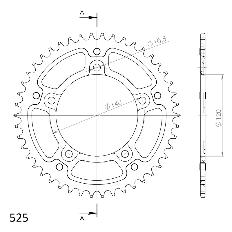 Rear sprocket SUPERSPROX STEALTH auriu 45T, 525