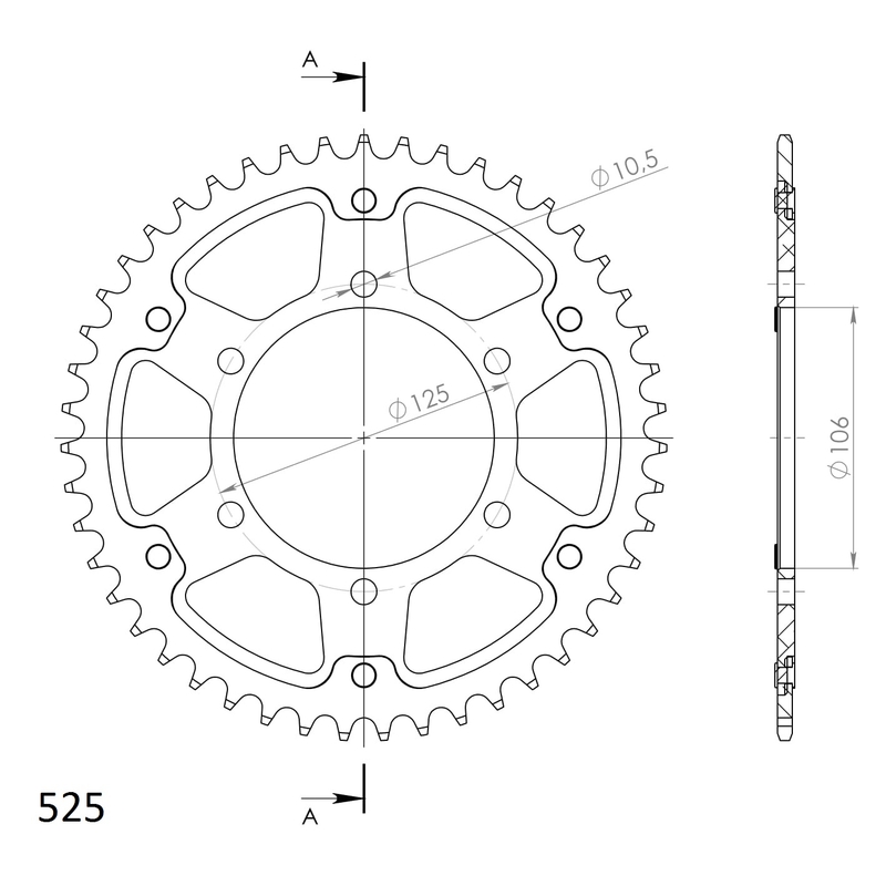 Rear sprocket SUPERSPROX STEALTH auriu 47T, 525