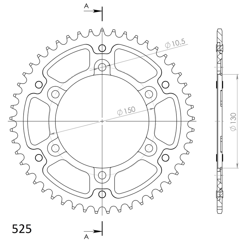 Rear sprocket SUPERSPROX STEALTH auriu 47T, 525