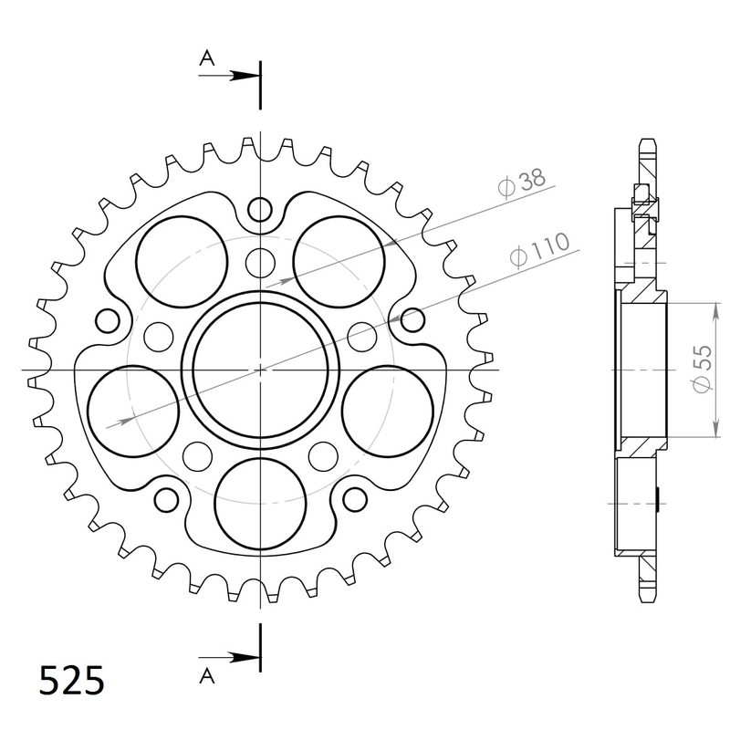 Foaie spate SUPERSPROX STEALTH Rosu 36T, 525