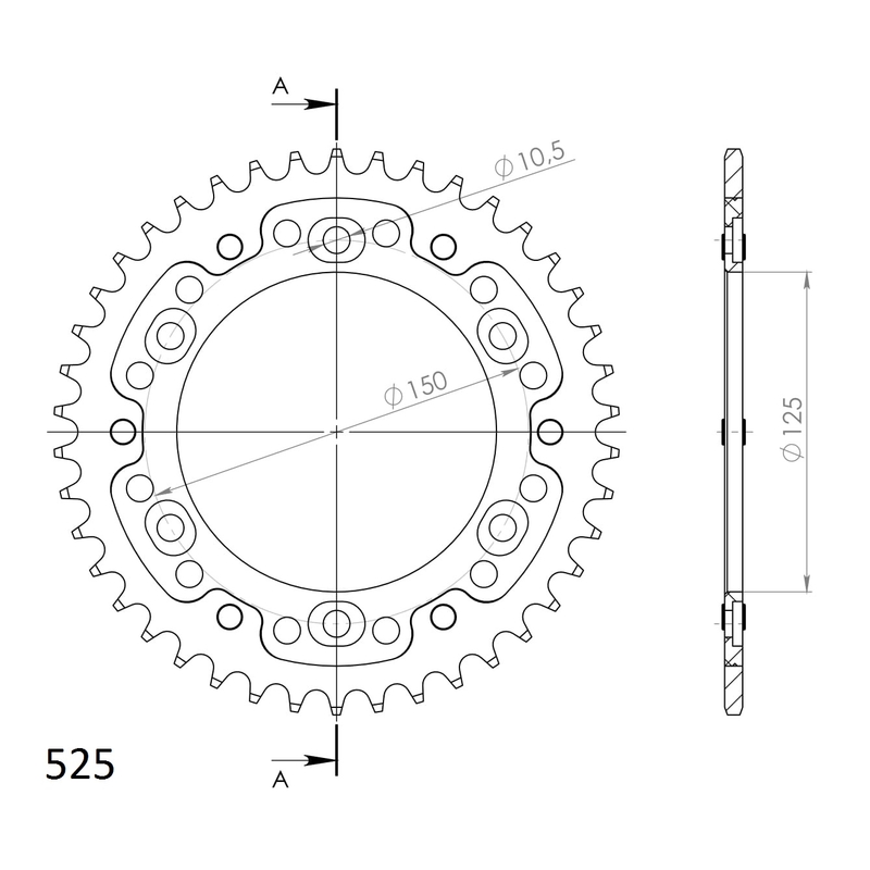Rear sprocket SUPERSPROX STEALTH auriu 42T, 525