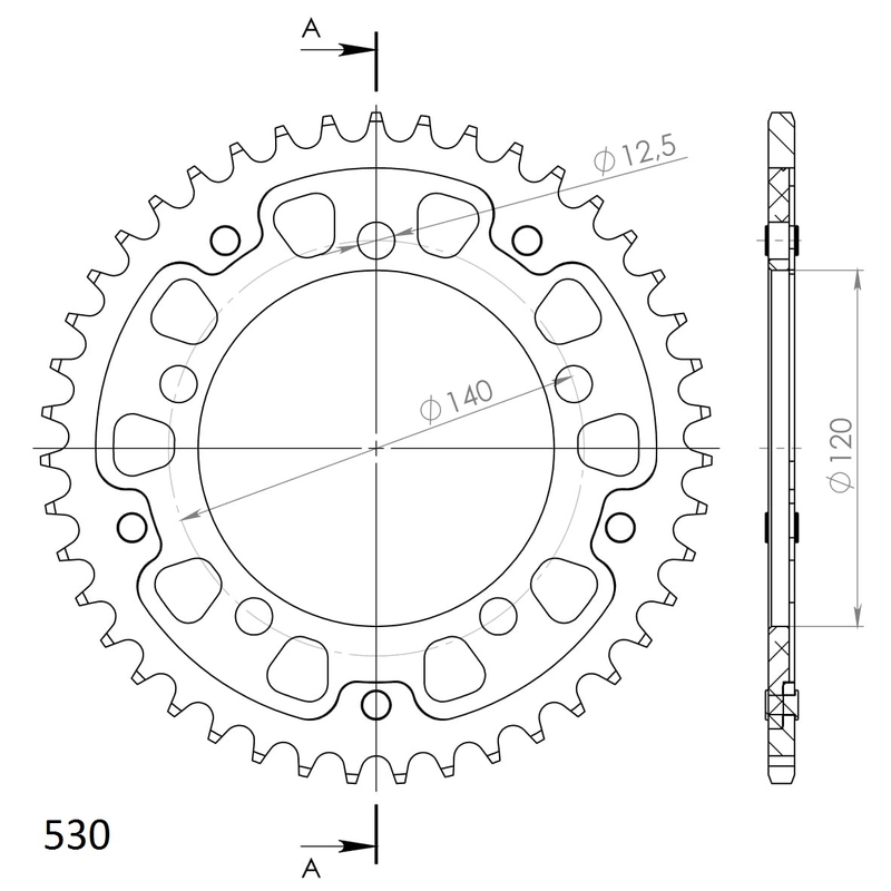 Rear sprocket SUPERSPROX STEALTH auriu 43T, 530