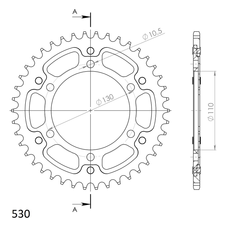 Rear sprocket SUPERSPROX STEALTH auriu 42T, 530