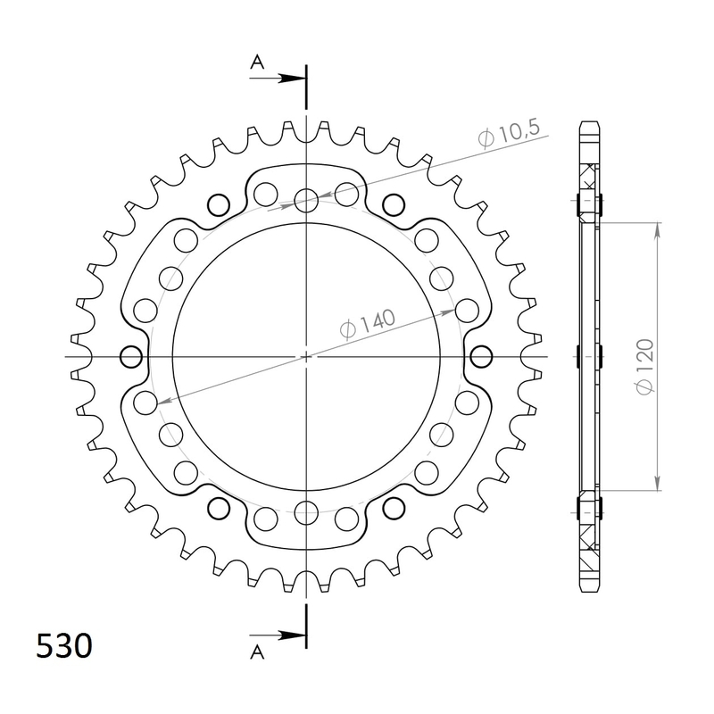 Rear sprocket SUPERSPROX STEALTH auriu 40T, 530