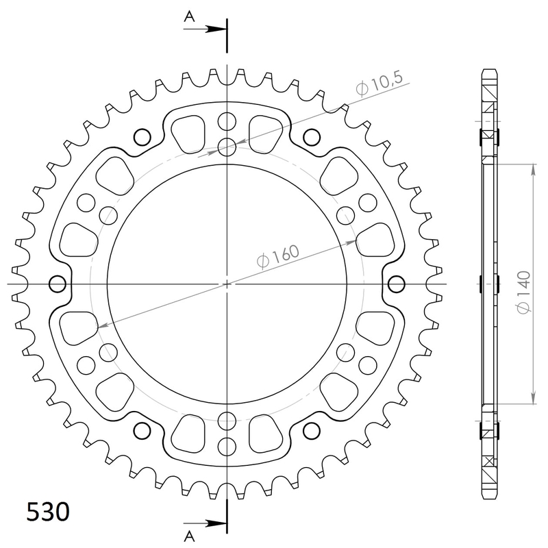 Rear sprocket SUPERSPROX STEALTH auriu 48T, 530