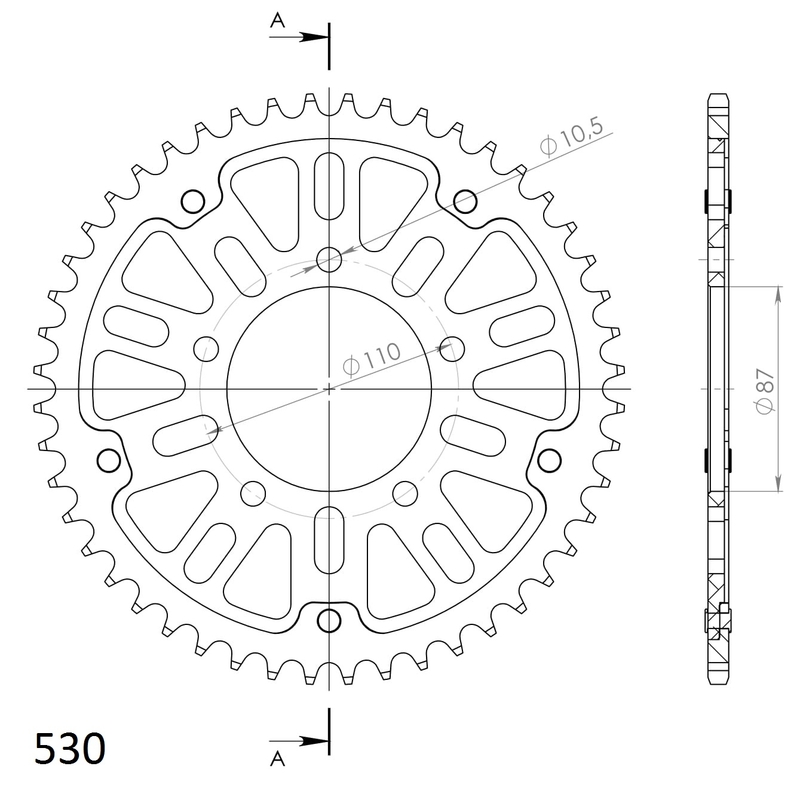 Rear sprocket SUPERSPROX STEALTH auriu 47T, 530