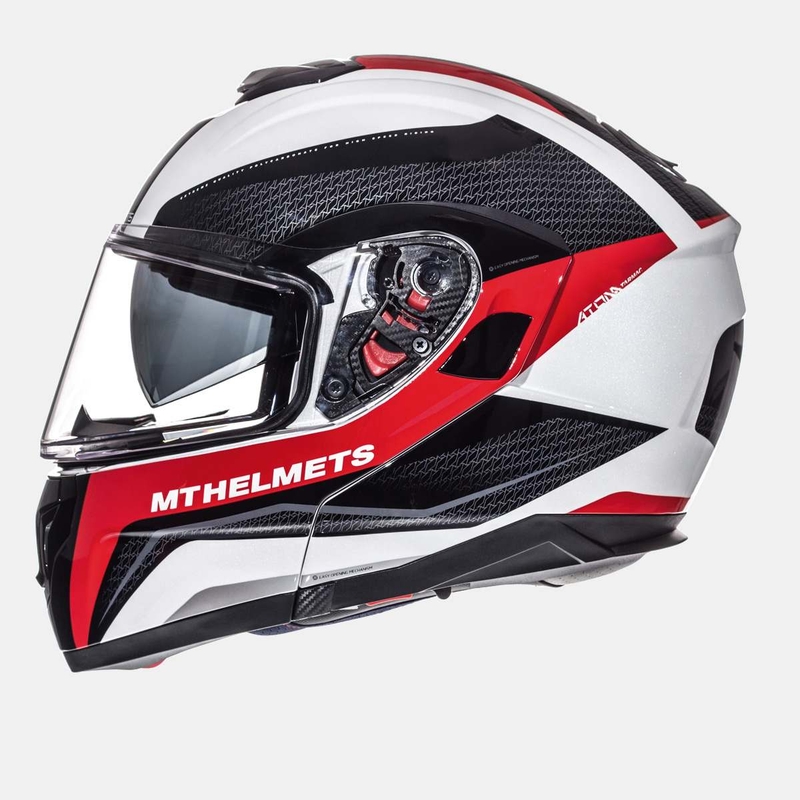 Cască de motocicletă MT Atom Tarmac alb-negru-roșu lichidare