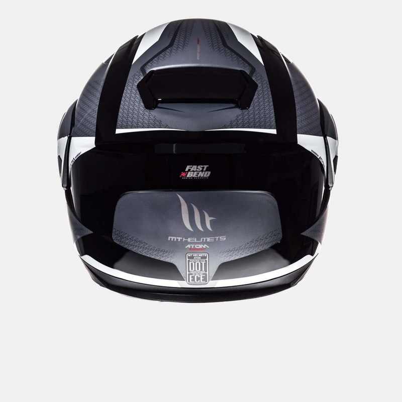 Cască de motociclist MT Atom Tarmac negru mat-alb cu clapetă flip-up lichidare