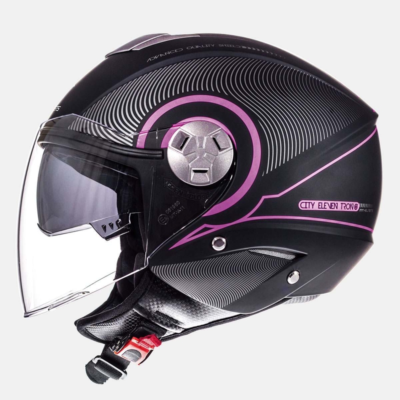Cască de motocicletă Open MT City Eleven SV Tron negru mat roz lichidare