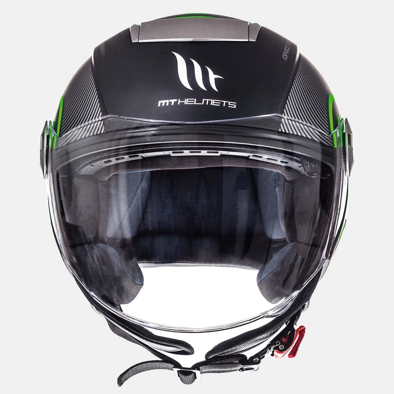 Cască de motocicletă Open MT City Eleven SV Tron Black Matte Fluo Green Vânzare lichidare