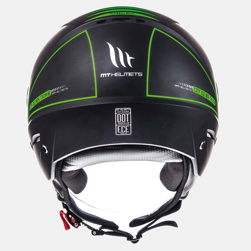 Cască de motocicletă Open MT City Eleven SV Tron Black Matte Fluo Green Vânzare lichidare