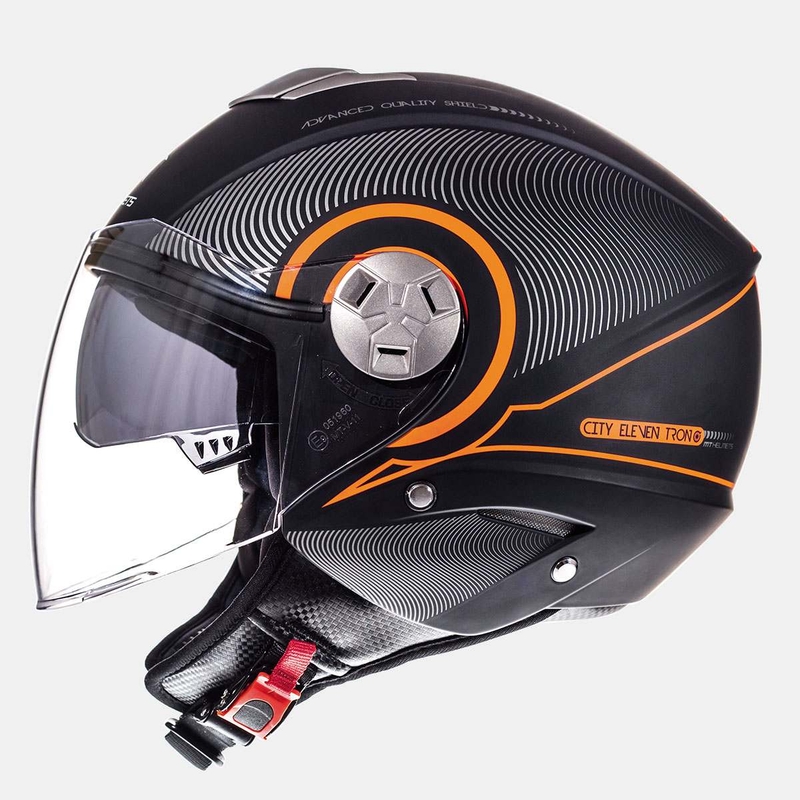 Cască de motocicletă Open MT City Eleven SV Tron negru mat-fluo portocaliu lichidare