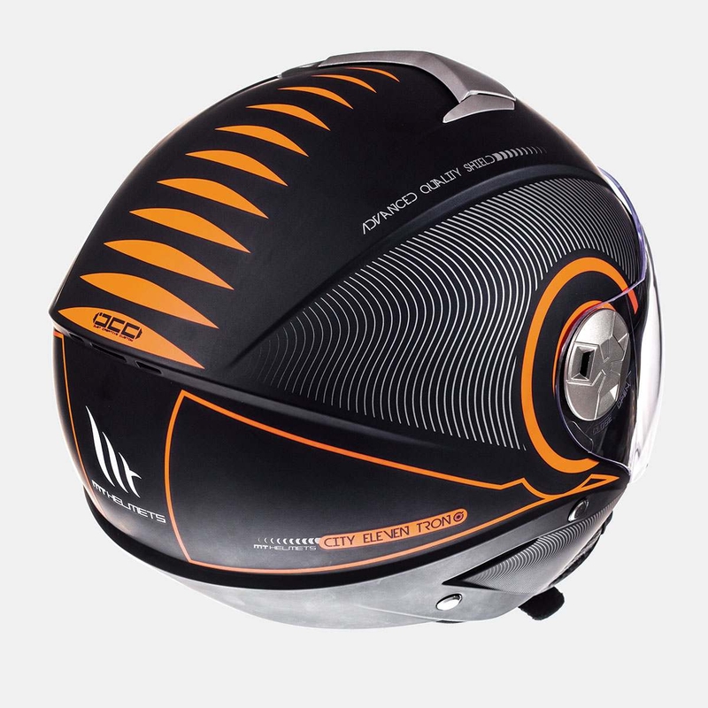 Cască de motocicletă Open MT City Eleven SV Tron negru mat-fluo portocaliu lichidare