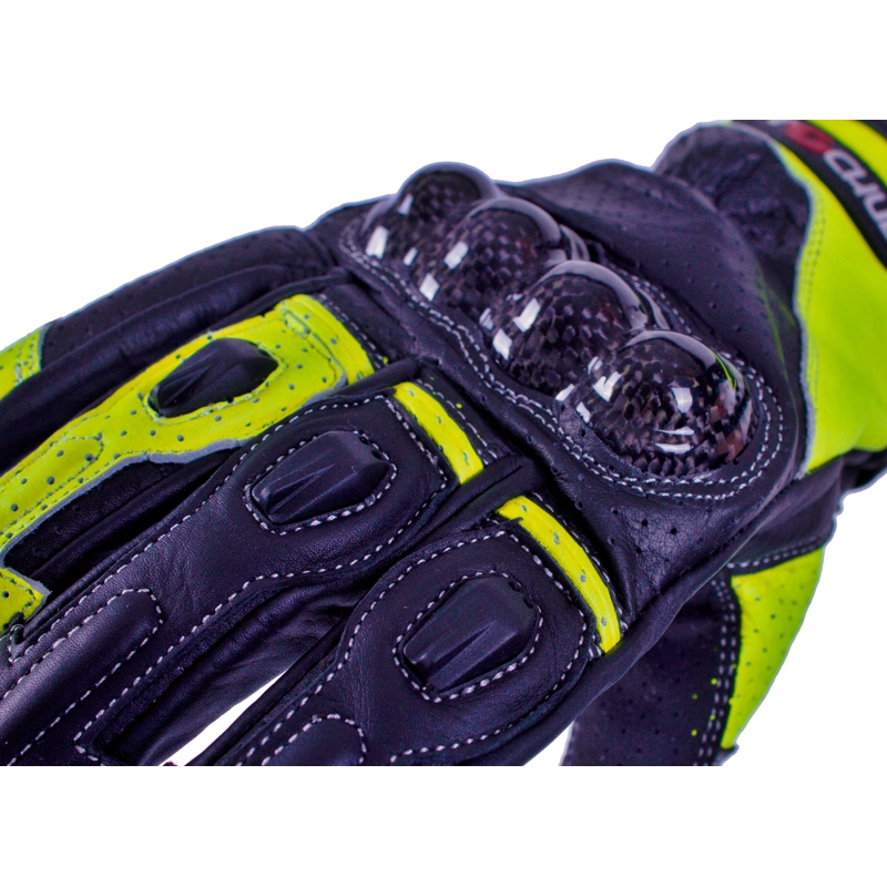 Mănuși pentru motociclete Tschul 316 negru-fluo-galben - calitate II