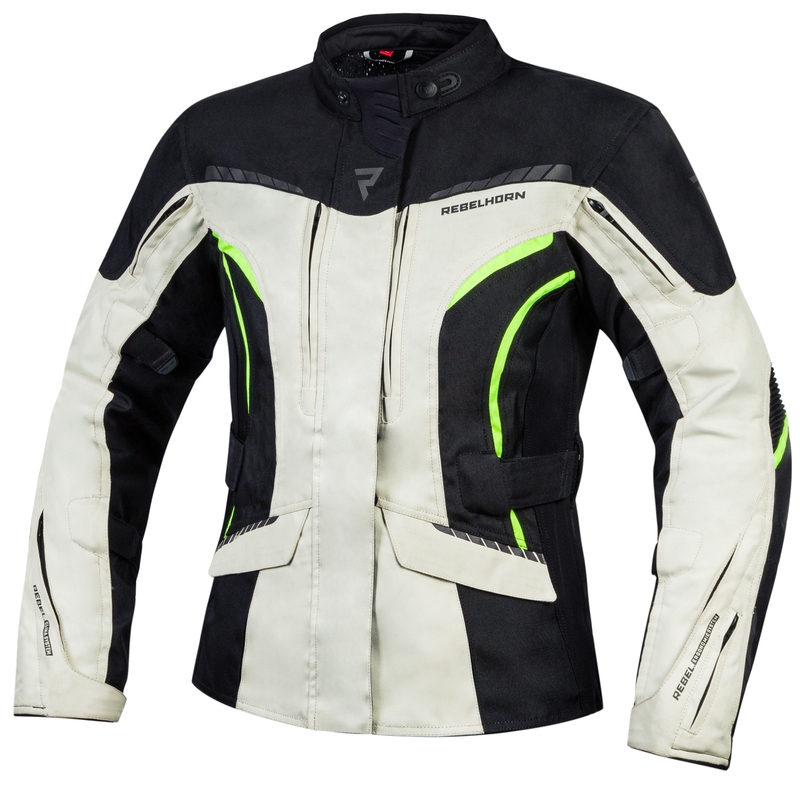 Jachetă moto pentru femei Rebelhorn Hiker III negru-gri-fluo-galben - calitate II