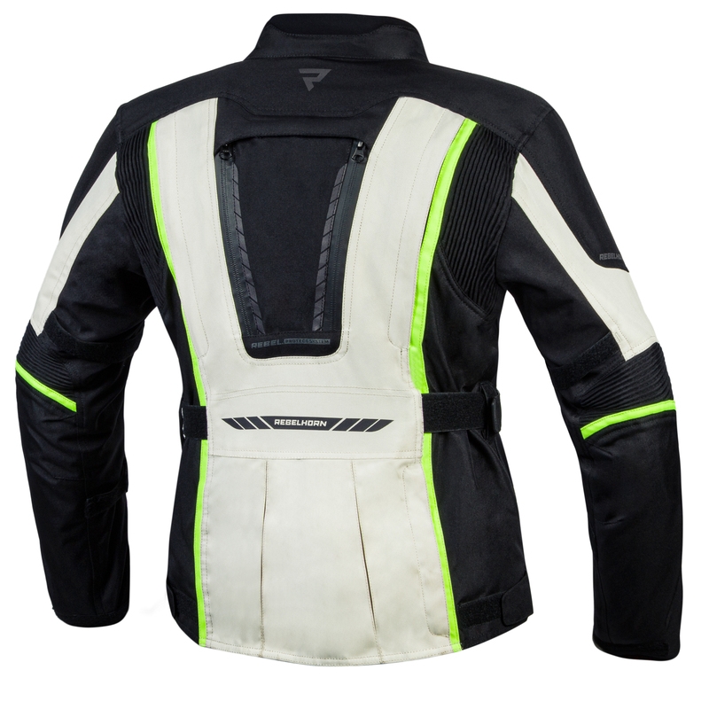 Jachetă moto pentru femei Rebelhorn Hiker III negru-gri-fluo-galben - calitate II