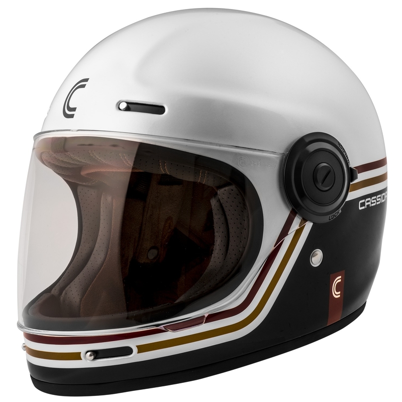 Cască de motociclist Cassida Fibre Super Hooligan Carat integrală alb-negru-roșu-auriu lichidare