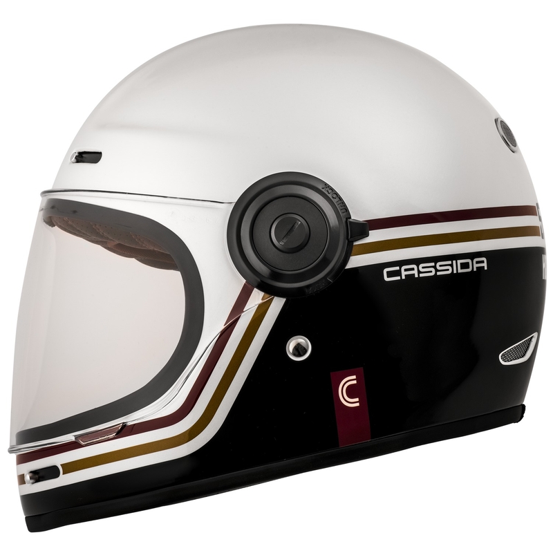 Cască de motociclist Cassida Fibre Super Hooligan Carat integrală alb-negru-roșu-auriu lichidare