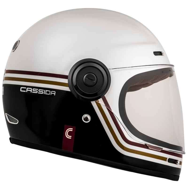 Cască de motociclist Cassida Fibre Super Hooligan Carat integrală alb-negru-roșu-auriu lichidare