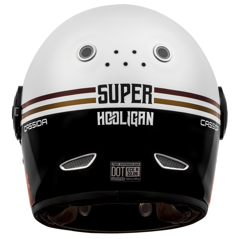 Cască de motociclist Cassida Fibre Super Hooligan Carat integrală alb-negru-roșu-auriu lichidare