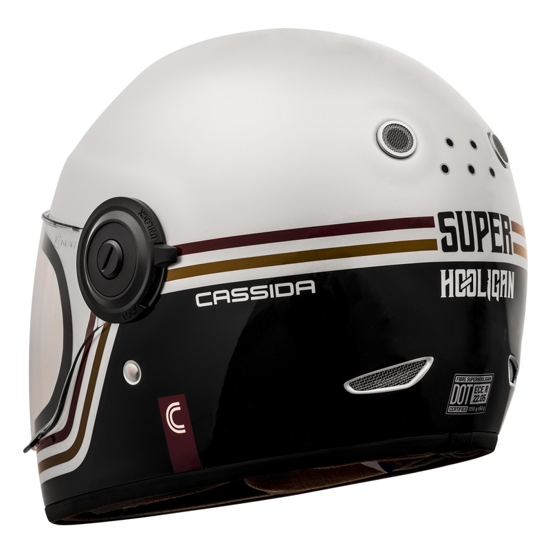 Cască de motociclist Cassida Fibre Super Hooligan Carat integrală alb-negru-roșu-auriu lichidare
