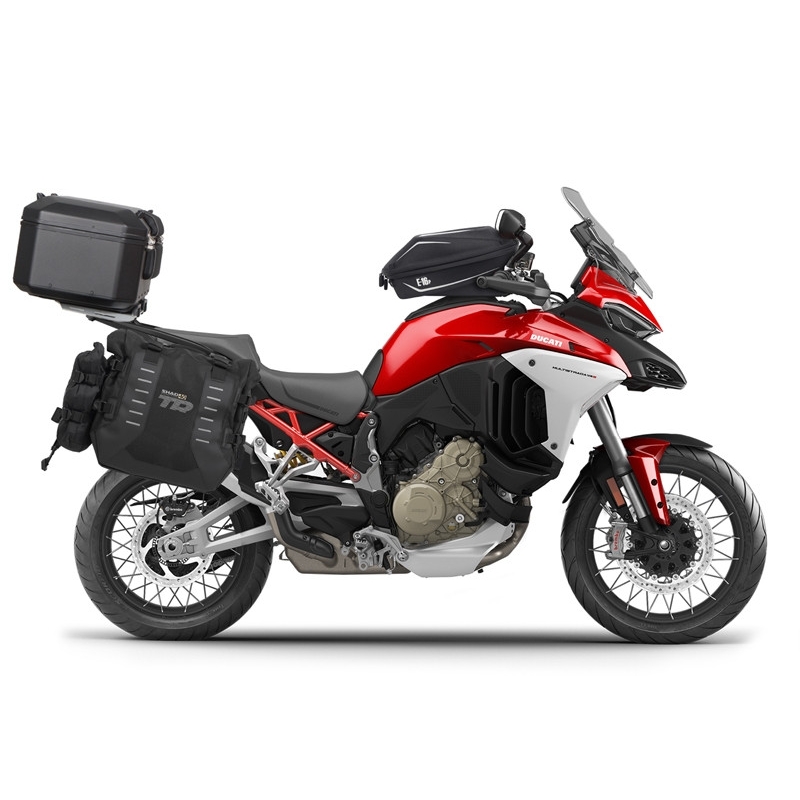 Set complet de genti laterale adventure SHAD TERRA TR40 si topcase din aluminiu SHAD TERRA BLACK 37L, incluzand kitul de montaj SHAD Ducati Multistrada 1200 V4