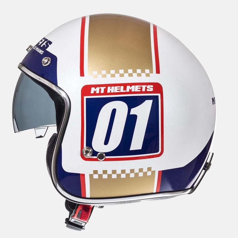 Cască de motociclist MT LeMans SV 2 Numberplate alb-auriu