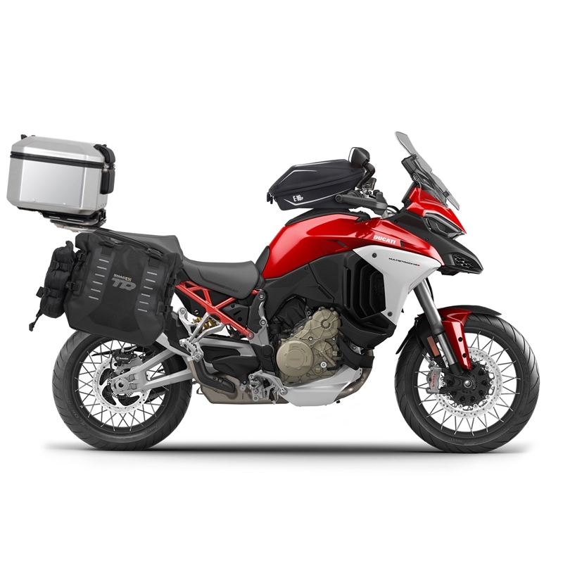 Set complet de genti laterale adventure SHAD TERRA TR40 si topcase din aluminiu SHAD TERRA 55L, incluzand kitul de montaj SHAD Ducati Multistrada 1200 V4