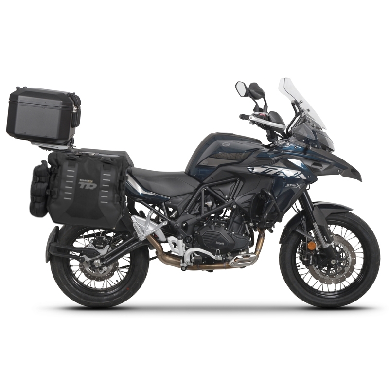 Set complet de genti laterale adventure SHAD TERRA TR40 si topcase din aluminiu SHAD TERRA BLACK 48L, incluzand kitul de montaj SHAD Benelli TRK 502 X