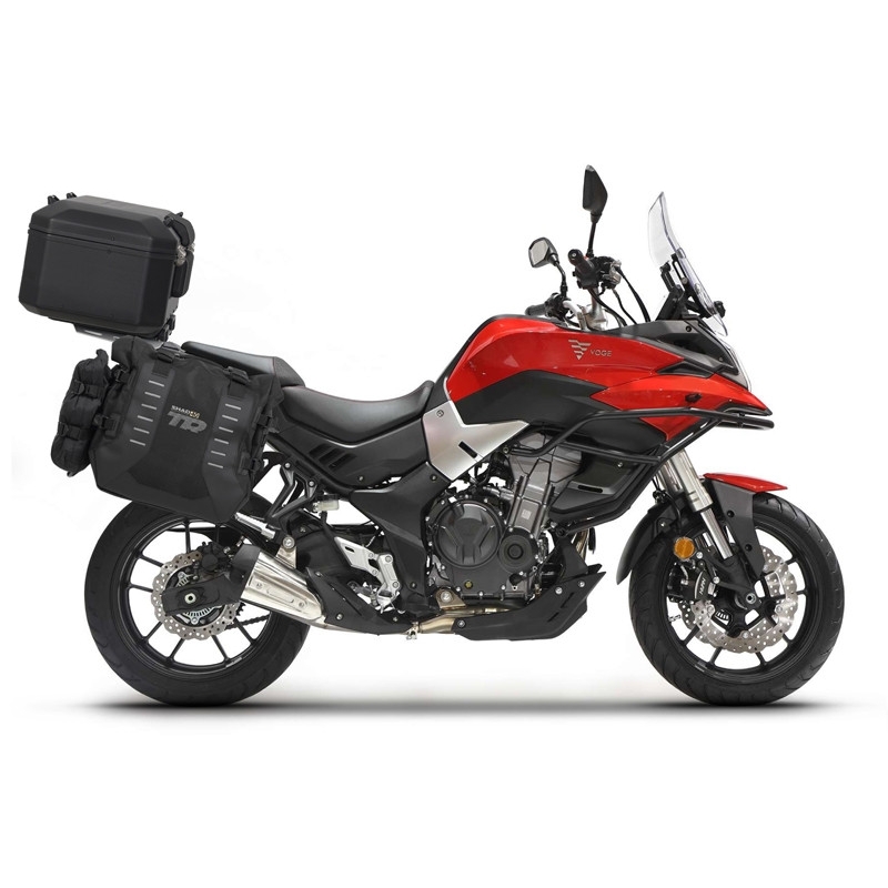 Set complet de genti laterale adventure SHAD TERRA TR40 si topcase din aluminiu SHAD TERRA BLACK 48L, incluzand kitul de montaj SHAD Voge 500DS / 500DSX