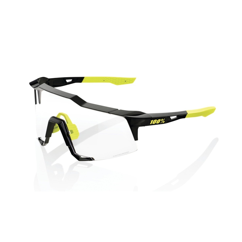 Ochelari de soare 100% SPEEDCRAFT negru lucios negru-galben (sticlă fotocromică)