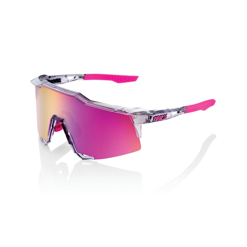 Ochelari de soare 100% SPEEDCRAFT Polished Translucent Grey roz-transparent (sticlă violet)
