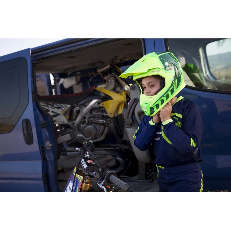 Cască de motocross MT MX-2 Spec verde-galben fluo pentru copii