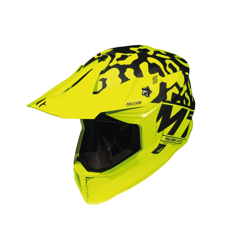 Cască de motocross MT Falcon Karson Karson galben fluo mată