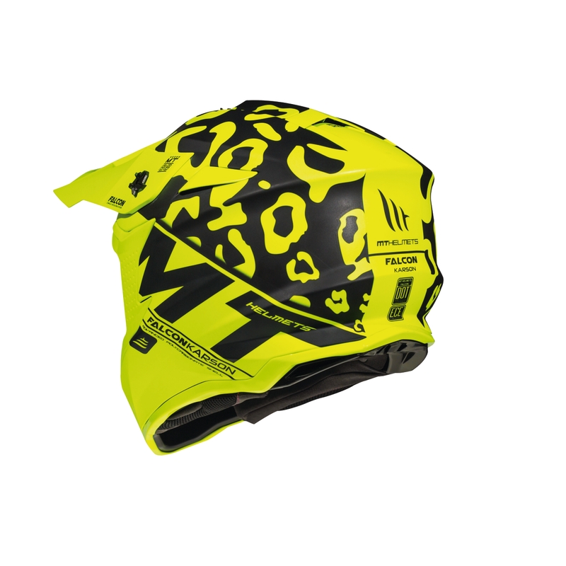 Cască de motocross MT Falcon Karson Karson galben fluo mată