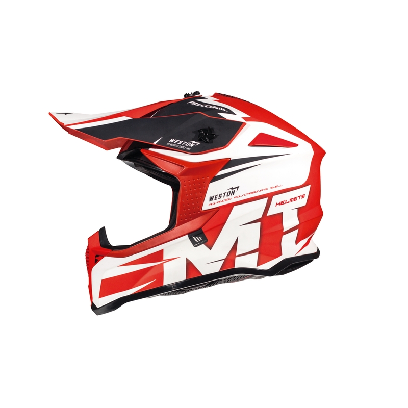 MT Falcon Weston cască de motocross roșu și alb