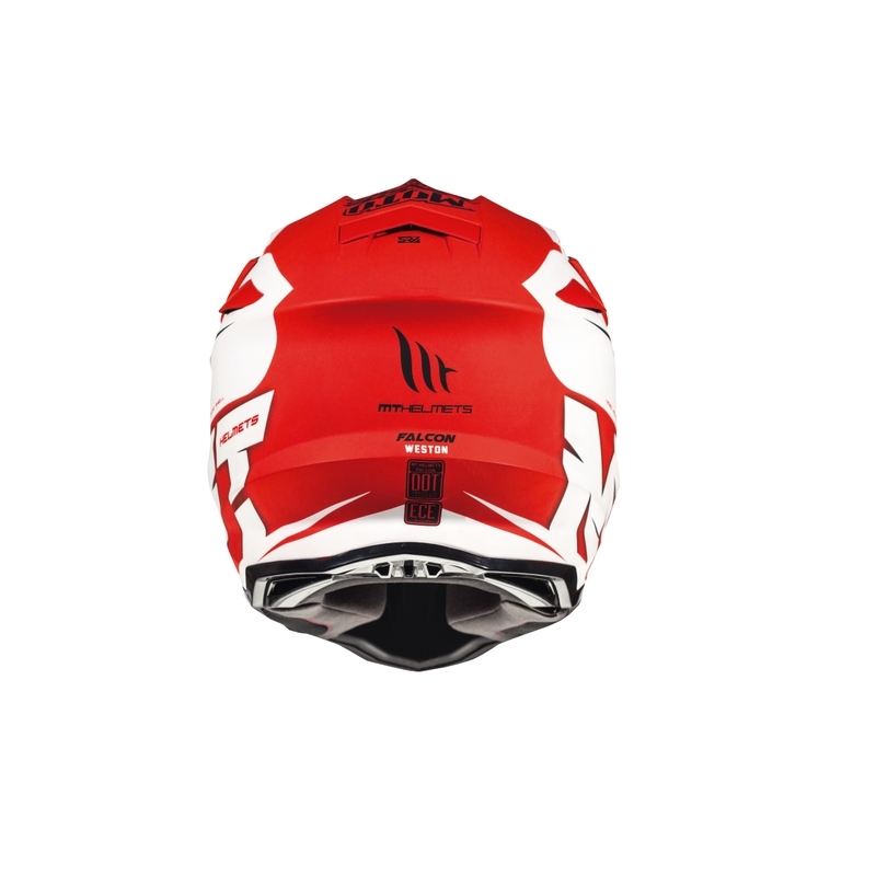 MT Falcon Weston cască de motocross roșu și alb