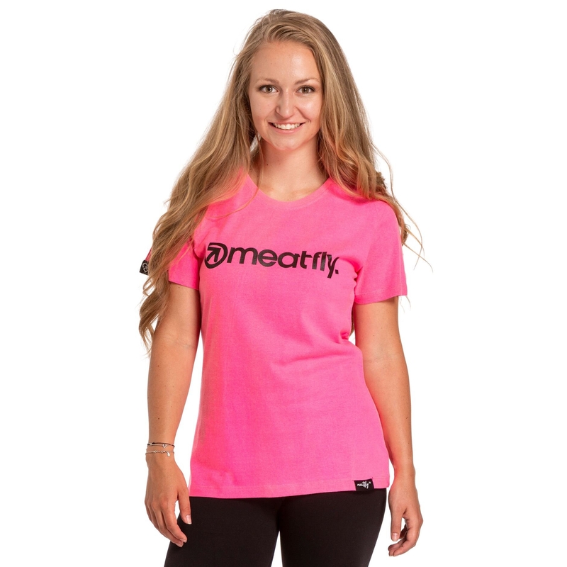 Tricou pentru femei Meatfly Ladies MF Logo neon roz lichidare