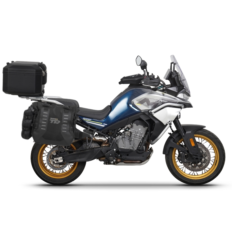 Set complet de genti laterale adventure SHAD TERRA TR40 si topcase din aluminiu SHAD TERRA BLACK 48L, incluzand kitul de montaj SHAD CF Moto 800MT
